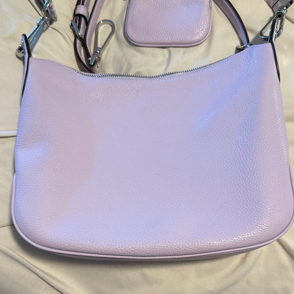Kate Spade Lavender Pebbled Leather Crossbody with Striped Strap and Coin Pouch - Picture 4 of 10